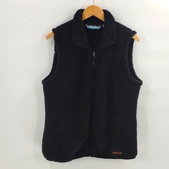 Free Country full zip vest faux fur sherpa black size large sleeveless pockets - Picture 1 of 8